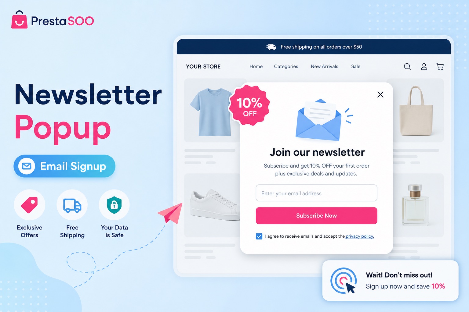PrestaShop newsletter popup examples for email signup