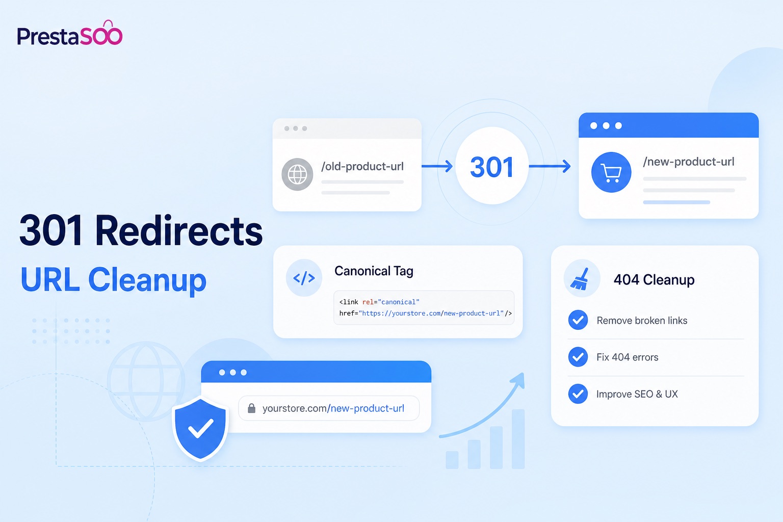 PrestaShop redirect manager and 301 URL cleanup